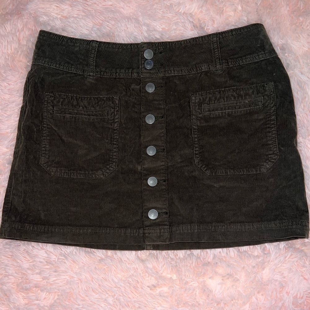 We The Free by Free People Olive Green Corduroy Mini Skirt